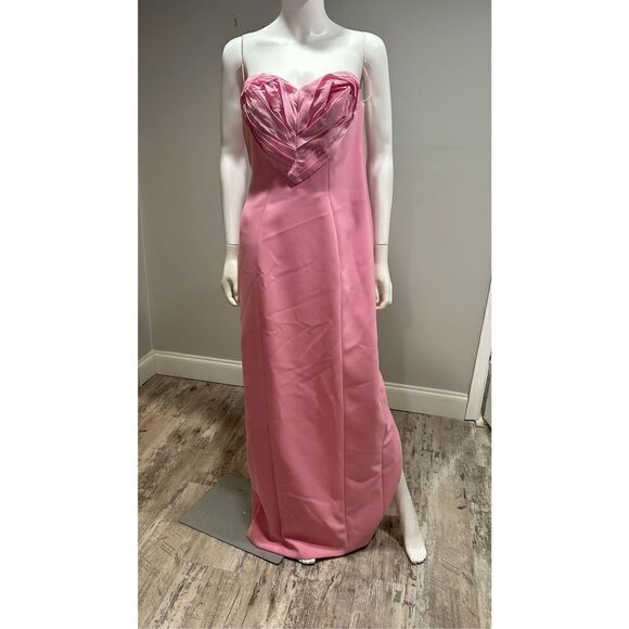 $4,490 Carolina Herrera Pink Strapless Heart Column Gown Size 8 - Picture 6 of 13